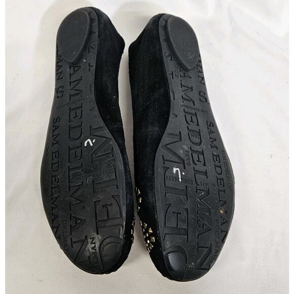 Sam Edelman Charleen Black Suede Leather Bronze Studded Toe Ballet Flats Size 8 - Picture 9 of 10
